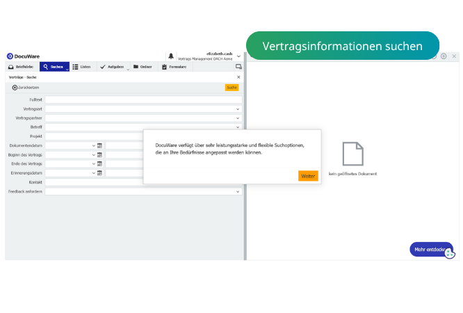 Vertragsinformationen suchen